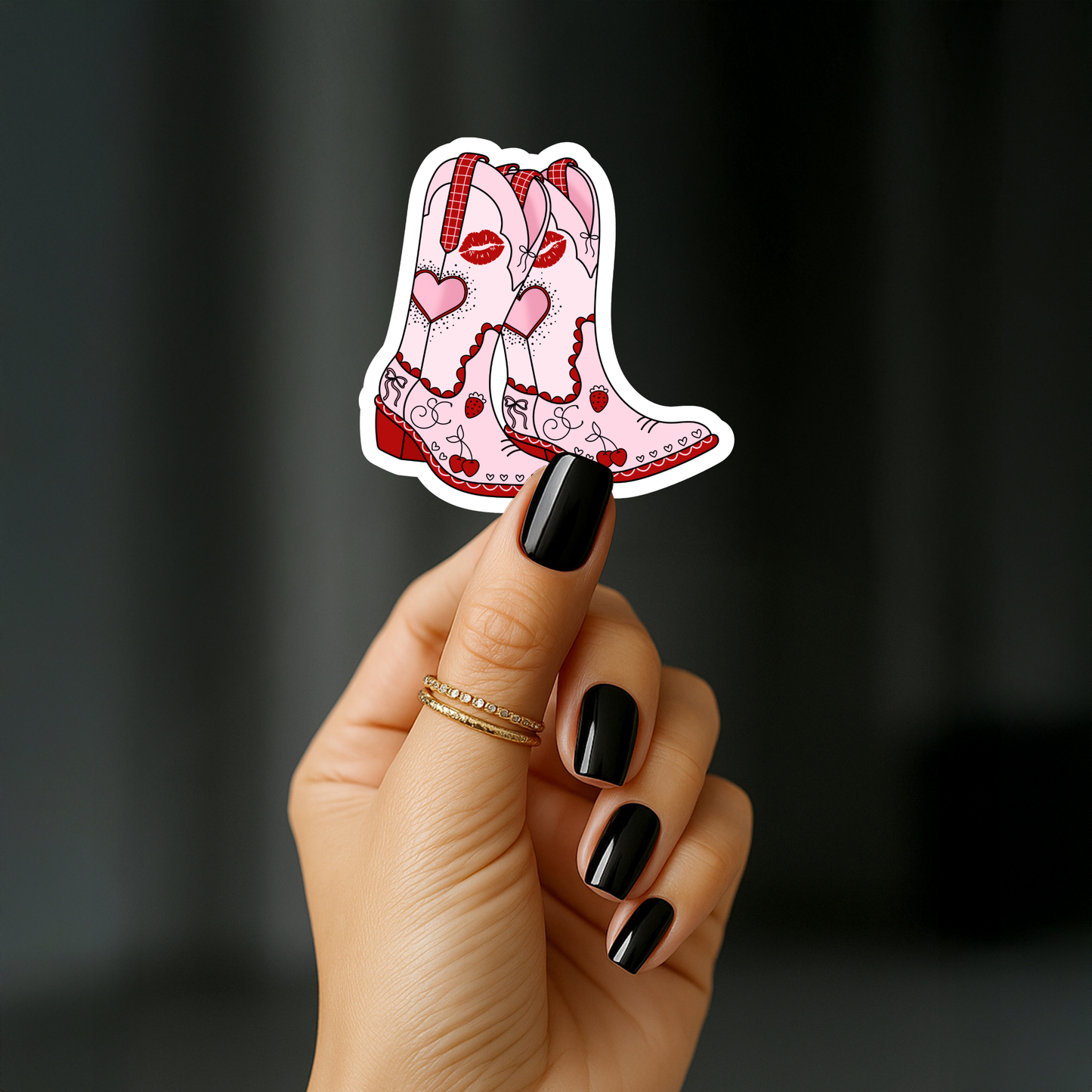 Sabrina Carpenter cowgirl boots red Sticker