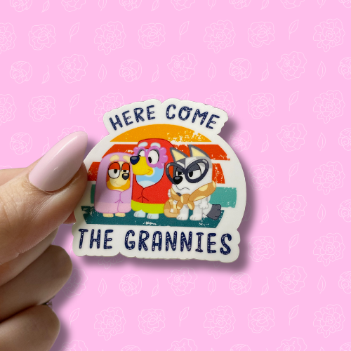 Here come the grannies Sticker