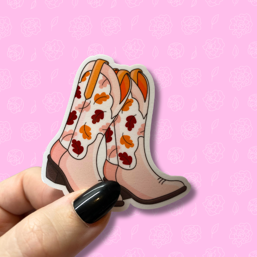 Autumn cowgirl boots Sticker
