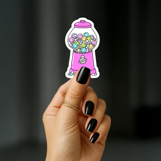 Happy pills gumball machine dark pink Sticker