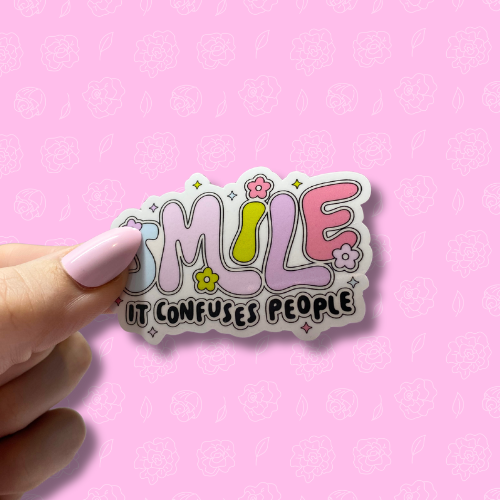 Smile it confuses people purple Sticker