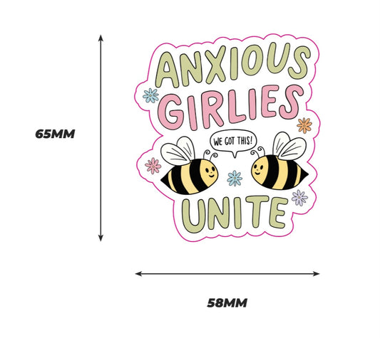 Anxious girlies unite Sticker