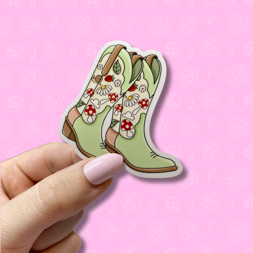 Cottage Cowgirl Boots Sticker