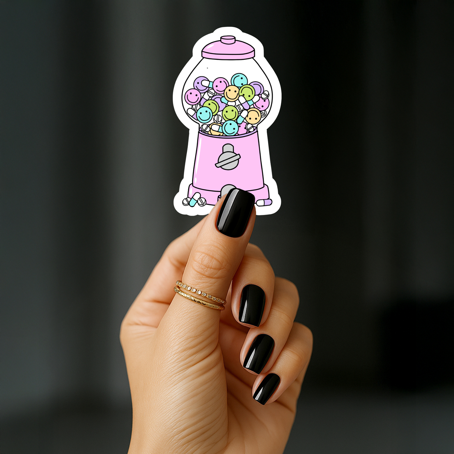Happy pills gumball machine light pink Sticker