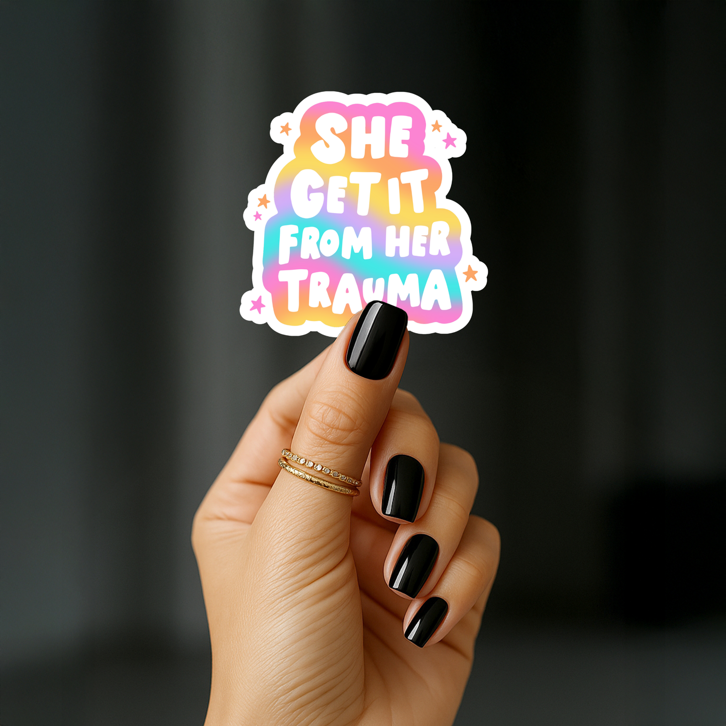 She got it from her trauma Sticker