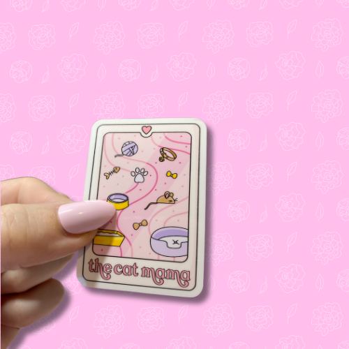 The cat mama tarot card Sticker