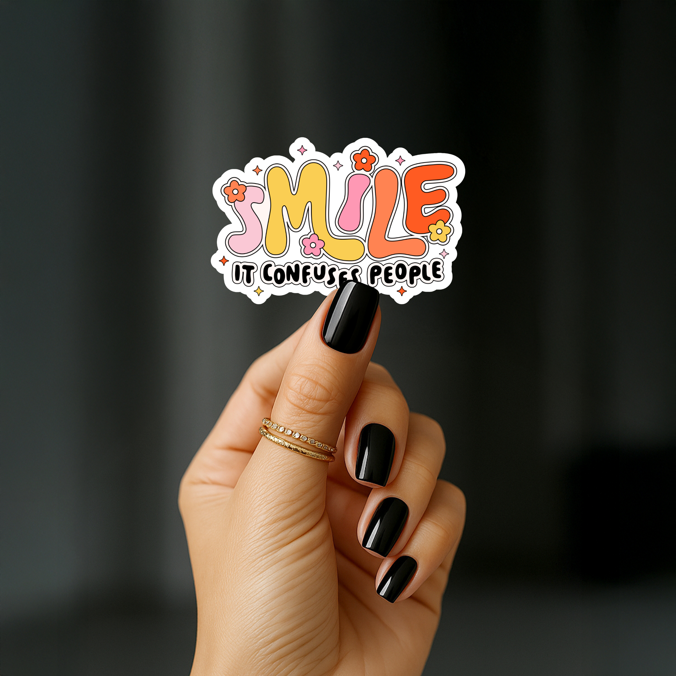 Smile it confuses people pink Sticker