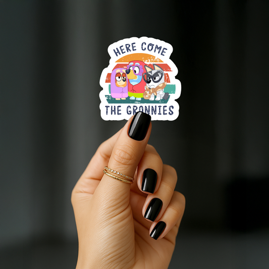 Here come the grannies Sticker