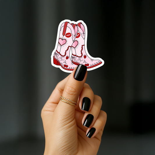 Sabrina Carpenter cowgirl boots red Sticker
