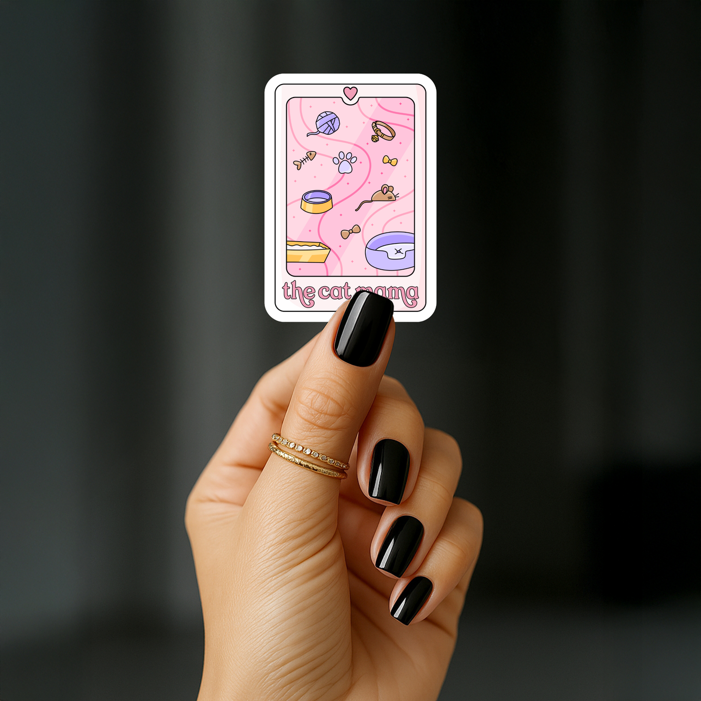 The cat mama tarot card Sticker