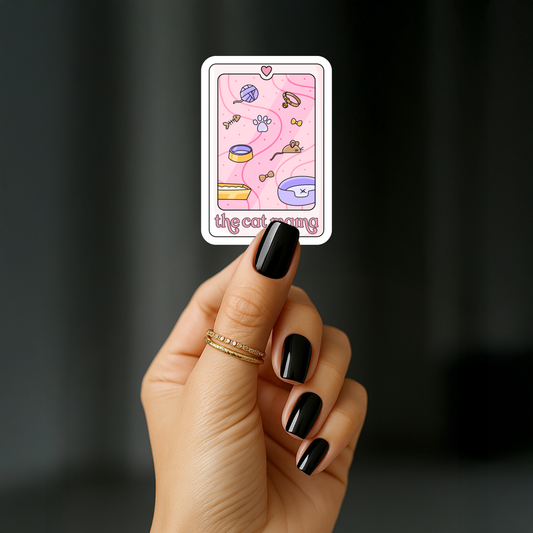 The cat mama tarot card Sticker
