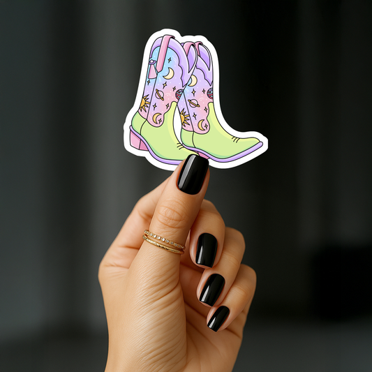 Comic Cowgirl Boots Sticker