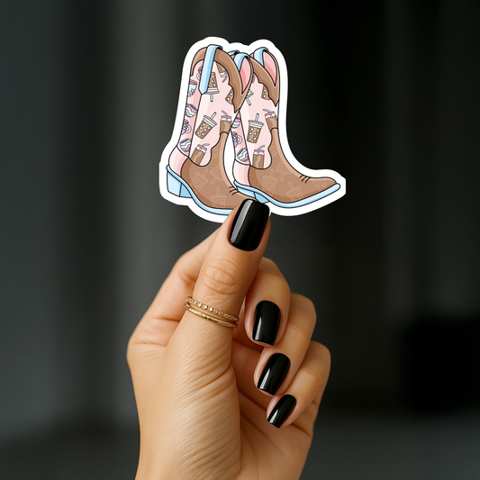 Coffee Cowgirl Boots Sticker