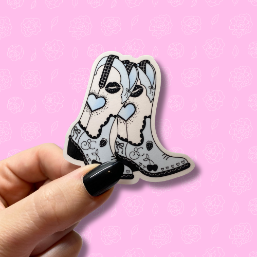 Sabrina Carpenter cowgirl boots blue Sticker