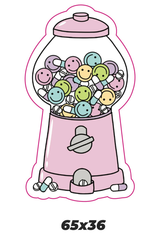 Happy pills gumball machine light pink Sticker