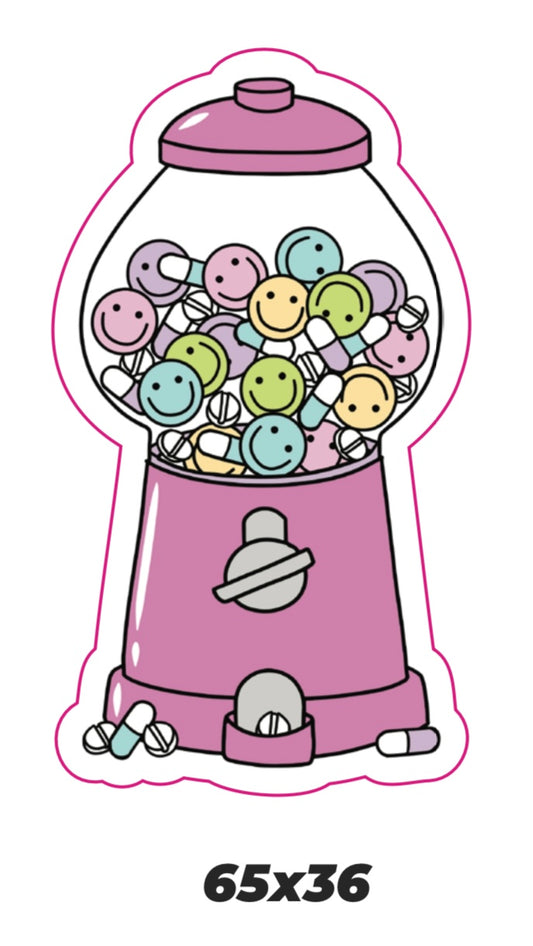 Happy pills gumball machine dark pink Sticker