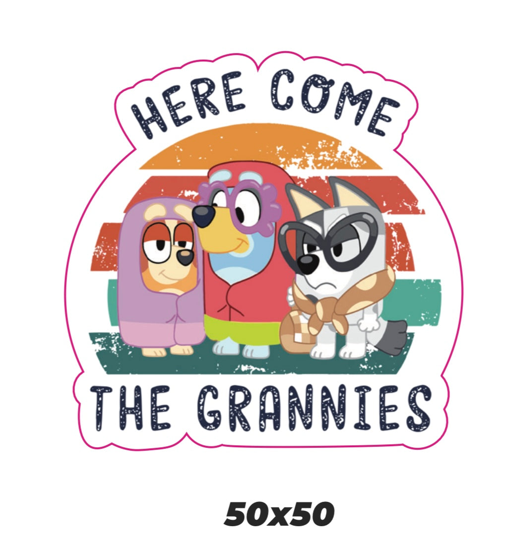 Here come the grannies Sticker