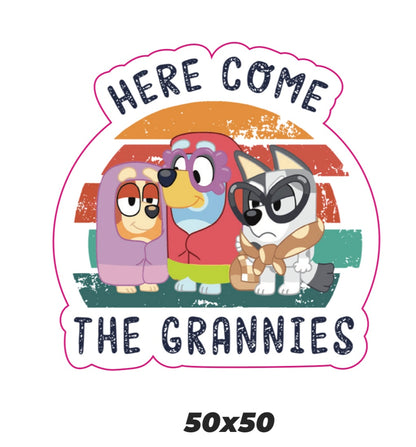 Here come the grannies Sticker