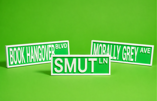 Neon Green Bookshelf Signs